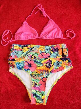 L Women's 2pc Bikini Tropical Floral Bathing Suit Swimwear Beach SEXY Swimming